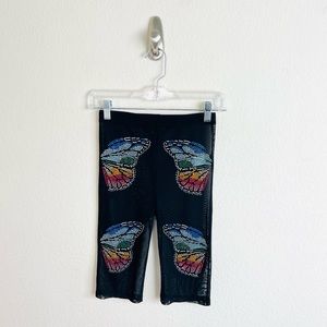 Club Exx Butterfly Matrix Black Sheer Rhinestone Biker Shorts